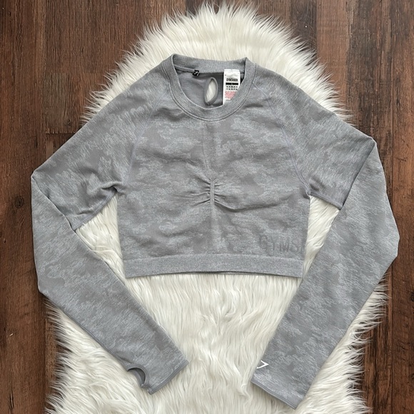 ✨GYMSHARK | OG Camo Crop Top | Grey | Size L - Picture 2 of 10